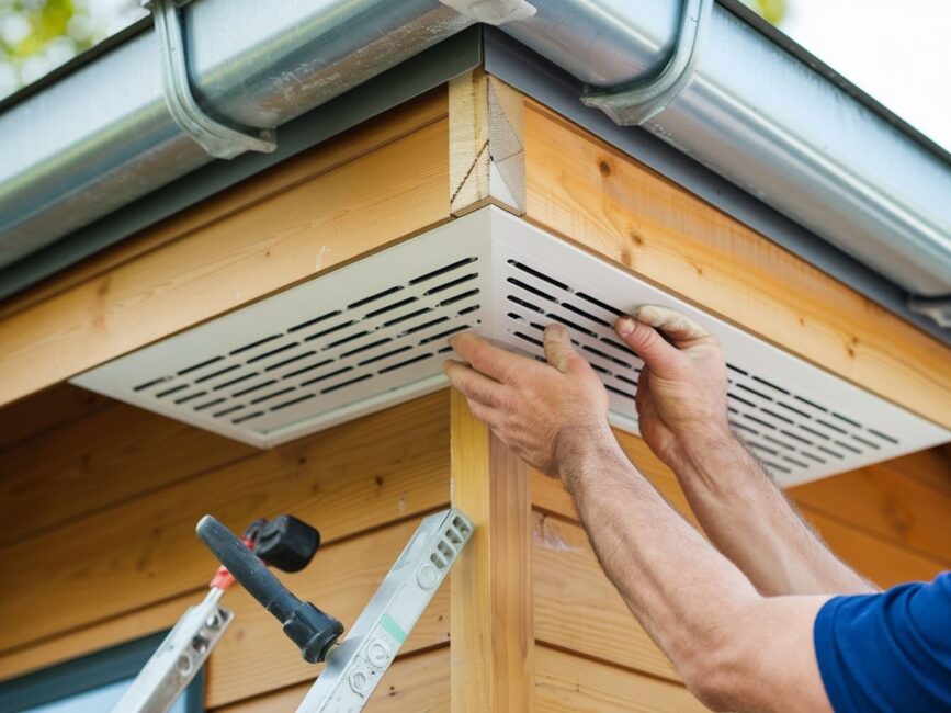 Montaż kratki wentylacyjnej na podbitce dachowej